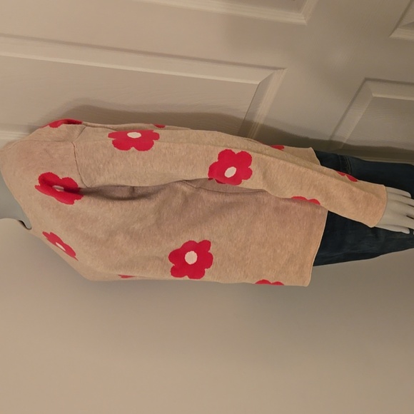 Tahari Women's Flower Print Sweater Size Medium. Magenta/Tan - Picture 4 of 7